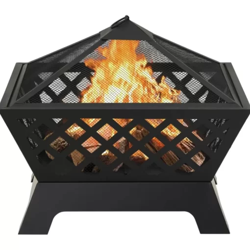 vidaXL Fireplaces* Fire Pit With Poker 25.2" Xxl Steel