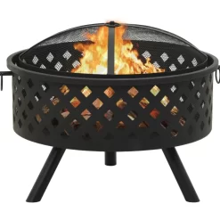 vidaXL Fireplaces* Fire Pit With Poker 26.8" Xxl Steel