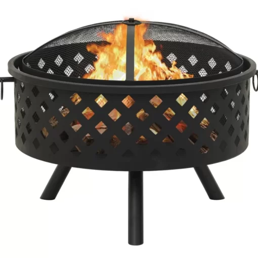 vidaXL Fireplaces* Fire Pit With Poker 26.8" Xxl Steel