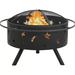 vidaXL Fireplaces* Fire Pit With Poker 29.9" Xxl Steel