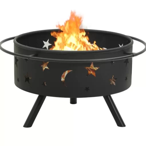 vidaXL Fireplaces* Fire Pit With Poker 29.9" Xxl Steel