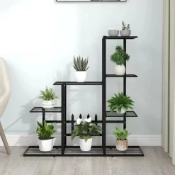 vidaXL Lawn & Garden* Flower Stand 37.2"X9.8"X34.6" Black Metal