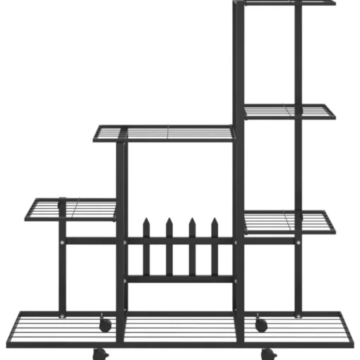 vidaXL Lawn & Garden* Flower Stand With Wheel 37.2"X9.8"X36.4" Black Metal