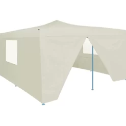 vidaXL Lawn & Garden* Folding Gazebo With 4 Sidewalls 16.4'X16.4' Cream