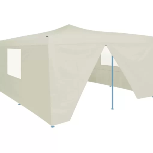 vidaXL Lawn & Garden* Folding Gazebo With 4 Sidewalls 16.4'X16.4' Cream