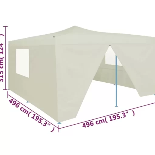 vidaXL Lawn & Garden* Folding Gazebo With 4 Sidewalls 16.4'X16.4' Cream