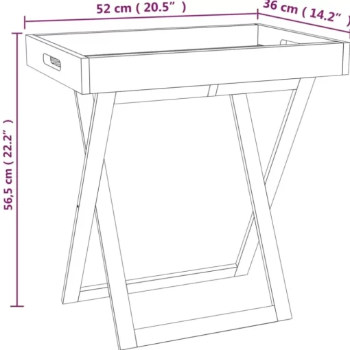 vidaXL Kitchen & Dining* Folding Tray Table 20.5"X14.2"X22.2" Solid Wood Walnut