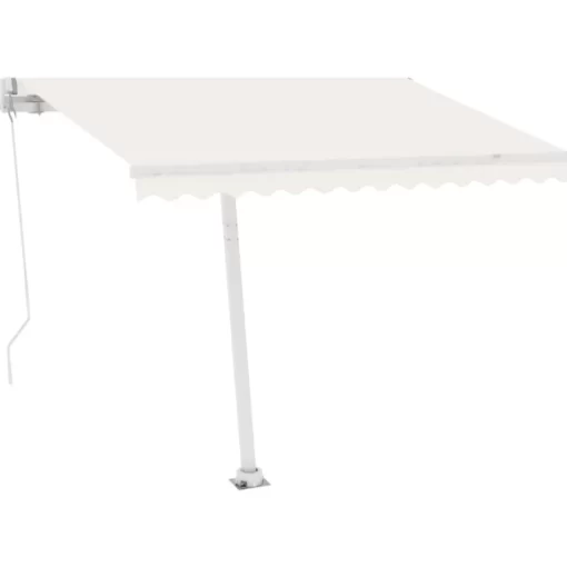 vidaXL Lawn & Garden* Freestanding Manual Retractable Awning 118.1"X98.4" Cream