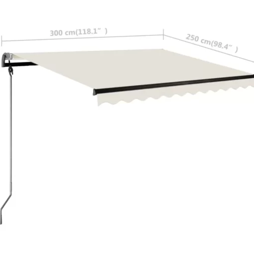 vidaXL Lawn & Garden* Freestanding Manual Retractable Awning 118.1"X98.4" Cream