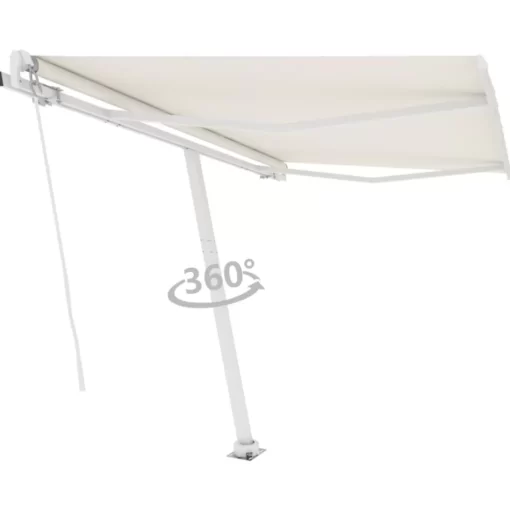 vidaXL Lawn & Garden* Freestanding Manual Retractable Awning 118.1"X98.4" Cream