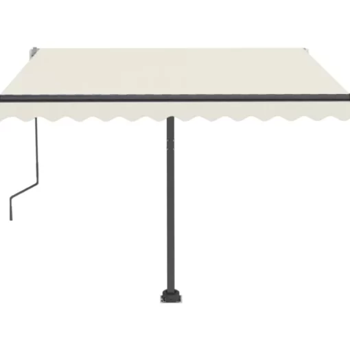 vidaXL Lawn & Garden* Freestanding Manual Retractable Awning 118.1"X98.4" Cream