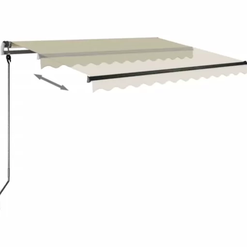 vidaXL Lawn & Garden* Freestanding Manual Retractable Awning 118.1"X98.4" Cream