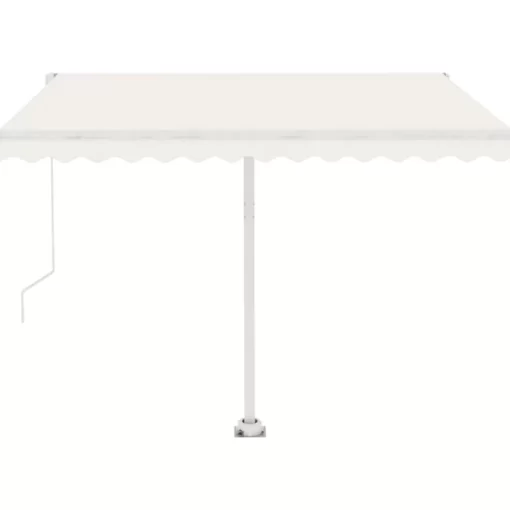 vidaXL Lawn & Garden* Freestanding Manual Retractable Awning 118.1"X98.4" Cream