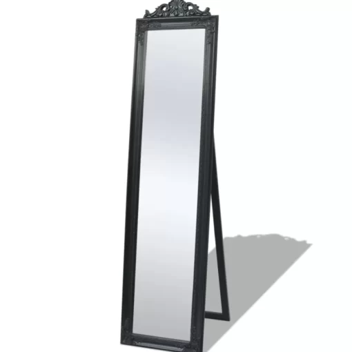 vidaXL Decor* Free-Standing Mirror Baroque Style 63"X15.7" Black