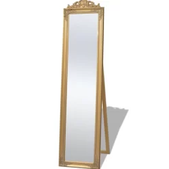 vidaXL Decor* Free-Standing Mirror Baroque Style 63"X15.7" Gold