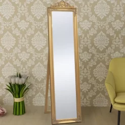 vidaXL Decor* Free-Standing Mirror Baroque Style 63"X15.7" Gold