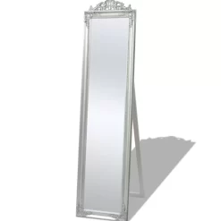 vidaXL Decor* Free-Standing Mirror Baroque Style 63"X15.7" Silver