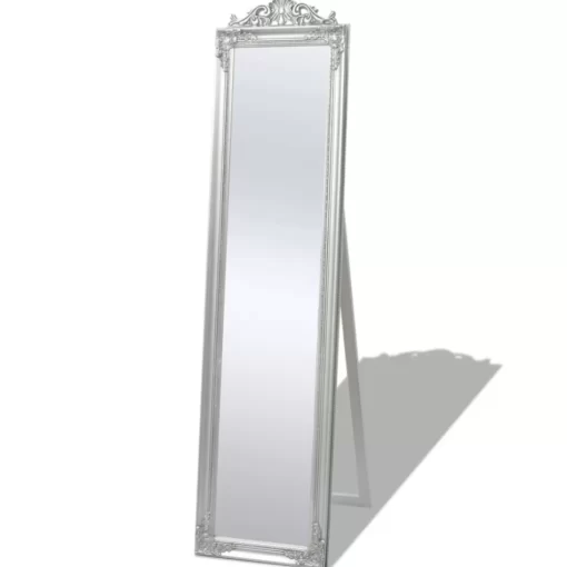 vidaXL Decor* Free-Standing Mirror Baroque Style 63"X15.7" Silver