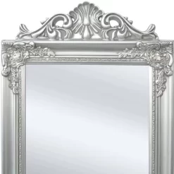 vidaXL Decor* Free-Standing Mirror Baroque Style 63"X15.7" Silver