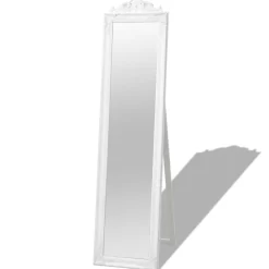 vidaXL Decor* Free-Standing Mirror Baroque Style 63"X15.7" White