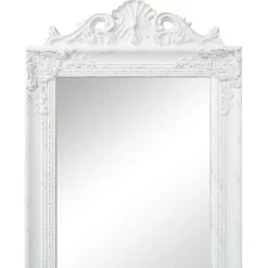 vidaXL Decor* Free-Standing Mirror Baroque Style 63"X15.7" White