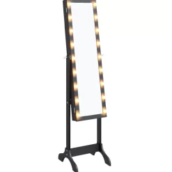 vidaXL Decor* Free-Standing Mirror With Led Black 13.4"X14.6"X57.5"