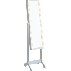 vidaXL Decor* Free-Standing Mirror With Led White 13.4"X14.6"X57.5"