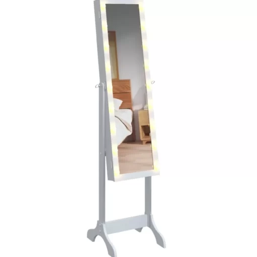 vidaXL Decor* Free-Standing Mirror With Led White 13.4"X14.6"X57.5"