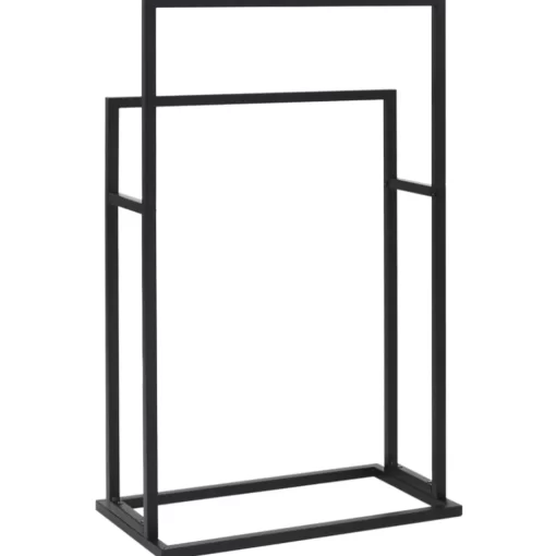 vidaXL Bathroom Accessories* Freestanding Towel Rack Black 18.9"X9.4"X30.9" Iron