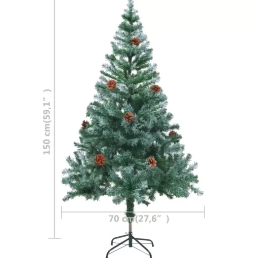 vidaXL Decor* Frosted Christmas Tree With Leds&Ball Set Pinecones 59.1"