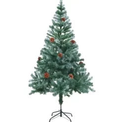 vidaXL Decor* Frosted Christmas Tree With Pinecones 5 Ft