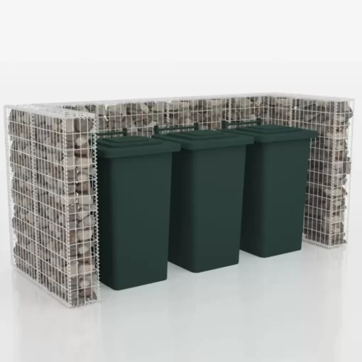 vidaXL Household Supplies* Gabion Triple Wheelie Bin Surround Steel 98.4"X39.4"X47.2"