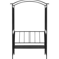 vidaXL Lawn & Garden* Garden Arch With Bench Black 50.4"X19.7"X81.5" Iron