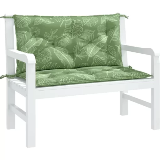 vidaXL Decor* Garden Bench Cushions 2Pcs Leaf Pattern 39.4"X19.7"X2.8" Fabric