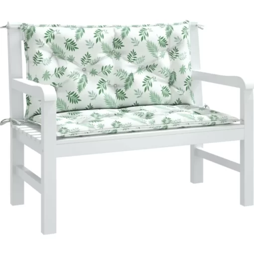 vidaXL Decor* Garden Bench Cushions 2Pcs Leaf Pattern 39.4"X19.7"X2.8" Fabric