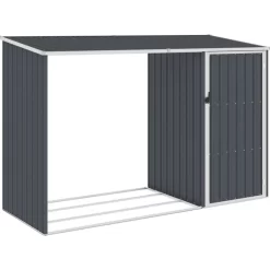 vidaXL Lawn & Garden* Garden Firewood Shed Anthracite 96.5"X38.6"X62.6" Galvanized Steel