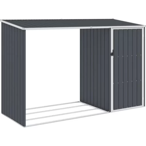 vidaXL Lawn & Garden* Garden Firewood Shed Anthracite 96.5"X38.6"X62.6" Galvanized Steel