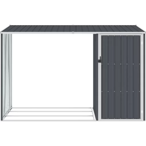 vidaXL Lawn & Garden* Garden Firewood Shed Anthracite 96.5"X38.6"X62.6" Galvanized Steel