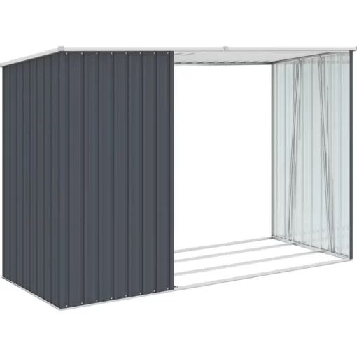 vidaXL Lawn & Garden* Garden Firewood Shed Anthracite 96.5"X38.6"X62.6" Galvanized Steel