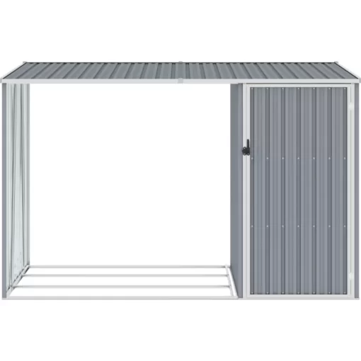 vidaXL Lawn & Garden* Garden Firewood Shed Gray 96.5"X38.6"X62.6" Galvanized Steel