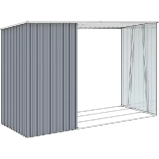 vidaXL Lawn & Garden* Garden Firewood Shed Gray 96.5"X38.6"X62.6" Galvanized Steel