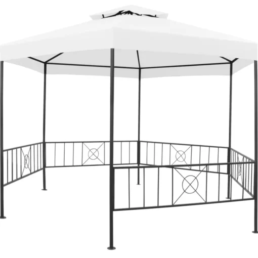 vidaXL Lawn & Garden* Garden Gazebo 127.2"X108.3"X104.3" White 0.6 Oz/Ft²