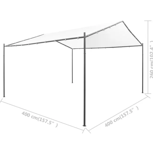 vidaXL Lawn & Garden* Garden Gazebo 157.5"X157.5"X102.4" White 0.6 Oz/Ft²