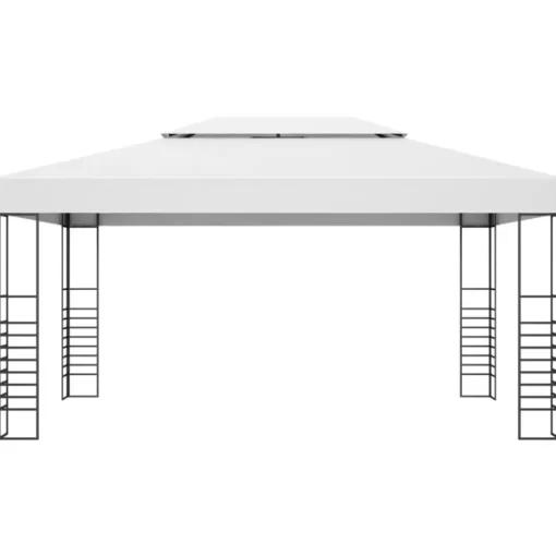 vidaXL Lawn & Garden* Garden Gazebo Powder-Coated Steel 118.1"X157.4"X106.2" White