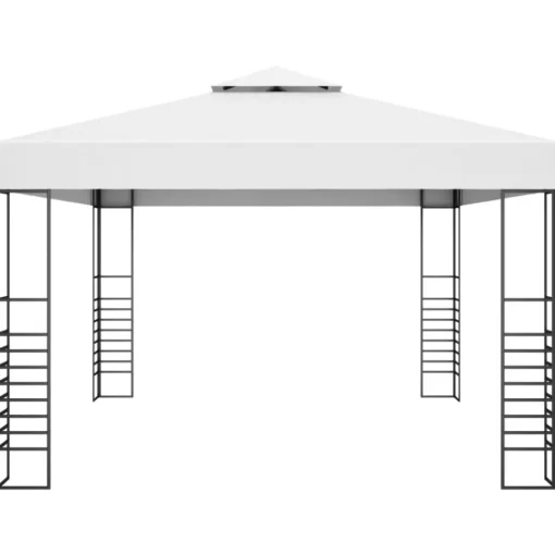 vidaXL Lawn & Garden* Garden Gazebo Powder-Coated Steel 118.1"X157.4"X106.2" White