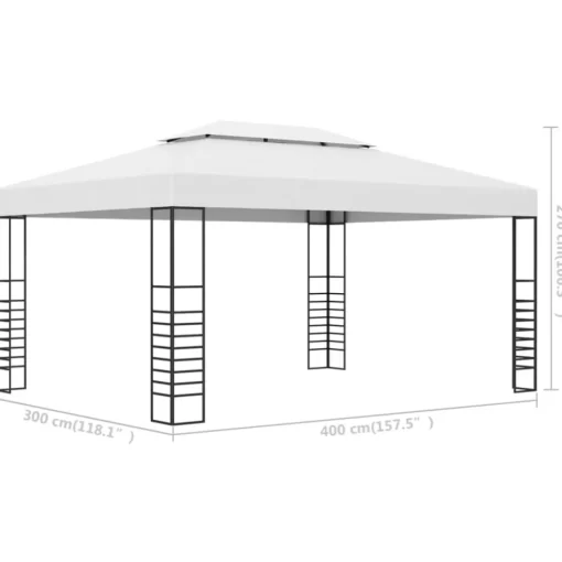 vidaXL Lawn & Garden* Garden Gazebo Powder-Coated Steel 118.1"X157.4"X106.2" White