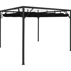 vidaXL Lawn & Garden* Garden Gazebo With Retractable Roof Canopy 9.8'X9.8' Anthracite