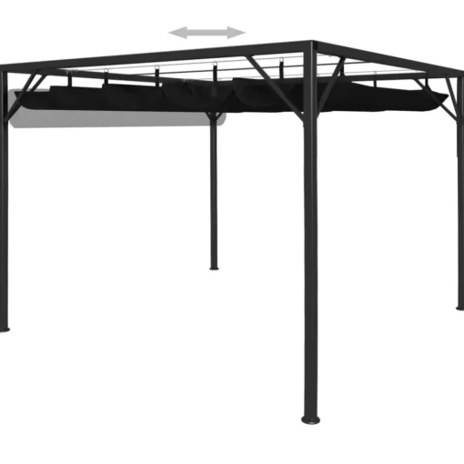 vidaXL Lawn & Garden* Garden Gazebo With Retractable Roof Canopy 9.8'X9.8' Anthracite