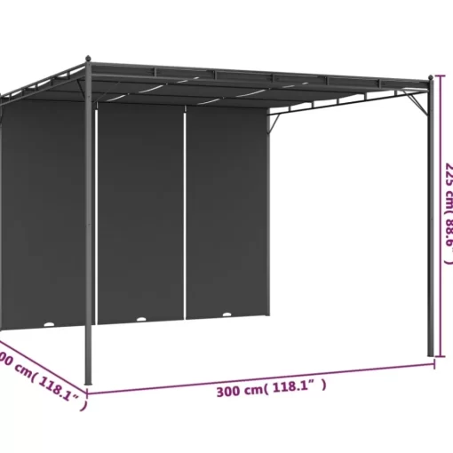 vidaXL Lawn & Garden* Garden Gazebo With Side Curtain 118.1"X118.1"X88.6" Anthracite