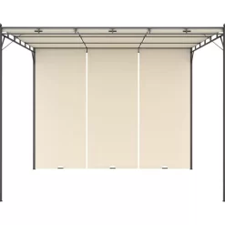 vidaXL Lawn & Garden* Garden Gazebo With Side Curtain 118.1"X118.1"X88.6" Cream